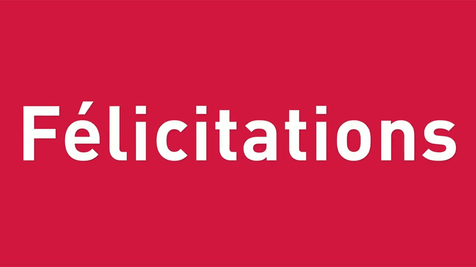 Félicitaitons (vidéo admis)